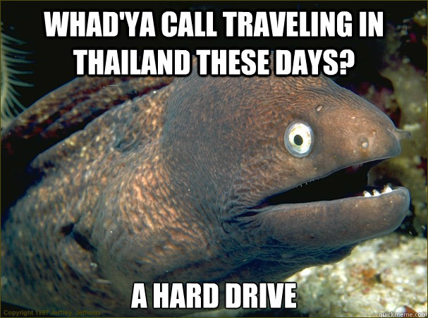 Whad'ya call traveling in thailand these days? A hard drive - Whad'ya call traveling in thailand these days? A hard drive  Bad Joke Eel