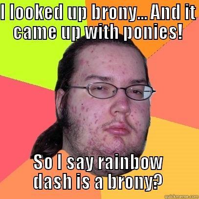 Noob trying to find out what's a brony - I LOOKED UP BRONY... AND IT CAME UP WITH PONIES! SO I SAY RAINBOW DASH IS A BRONY? Butthurt Dweller