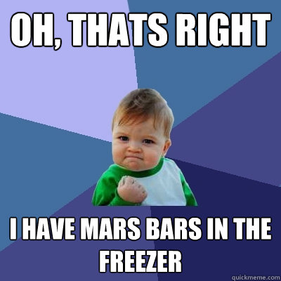 oh, thats right i have mars bars in the freezer - oh, thats right i have mars bars in the freezer  Success Kid