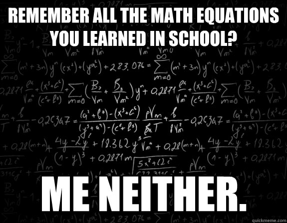 Remember all the math equations you learned in school? Me neither. - Remember all the math equations you learned in school? Me neither.  Misc