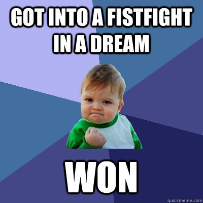 got into a fistfight in a dream Won  Success Kid