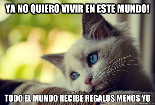 ya no quiero vivir en este mundo! todo el mundo recibe regalos menos yo  First World Problems Cat