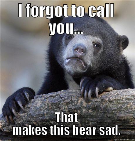 I FORGOT TO CALL YOU... THAT MAKES THIS BEAR SAD. Confession Bear