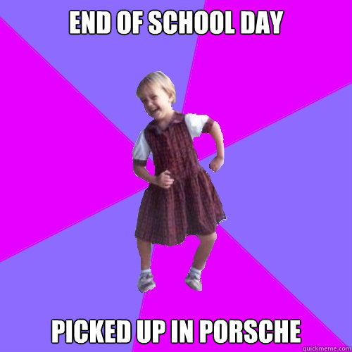 End of school day picked up in porsche   Socially awesome kindergartener