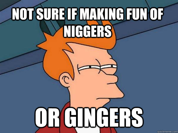 Not sure if making fun of niggers Or gingers  Futurama Fry