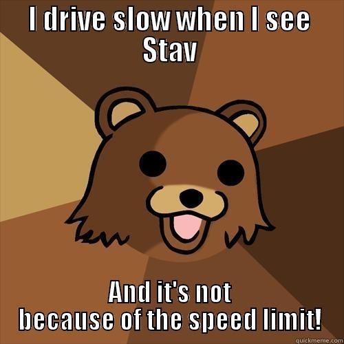 I DRIVE SLOW WHEN I SEE STAV AND IT'S NOT BECAUSE OF THE SPEED LIMIT! Pedobear