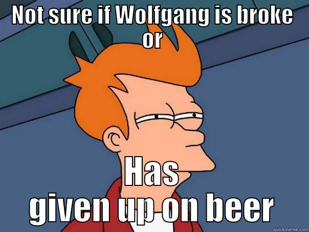 NOT SURE IF WOLFGANG IS BROKE OR HAS GIVEN UP ON BEER Futurama Fry