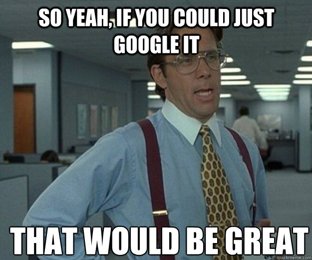 So yeah, if you could just Google it THAT WOULD BE GREAT  that would be great