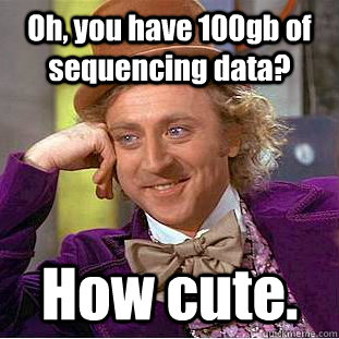 Oh, you have 100gb of sequencing data? How cute.  Creepy Wonka