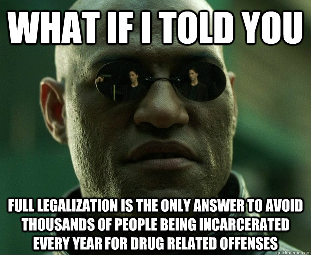 What if i told you full legalization is the only answer to avoid thousands of people being incarcerated every year for drug related offenses - What if i told you full legalization is the only answer to avoid thousands of people being incarcerated every year for drug related offenses  Misc