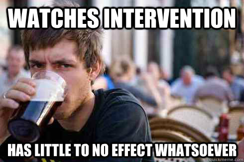 Watches Intervention Has little to no effect whatsoever - Watches Intervention Has little to no effect whatsoever  Lazy College Senior