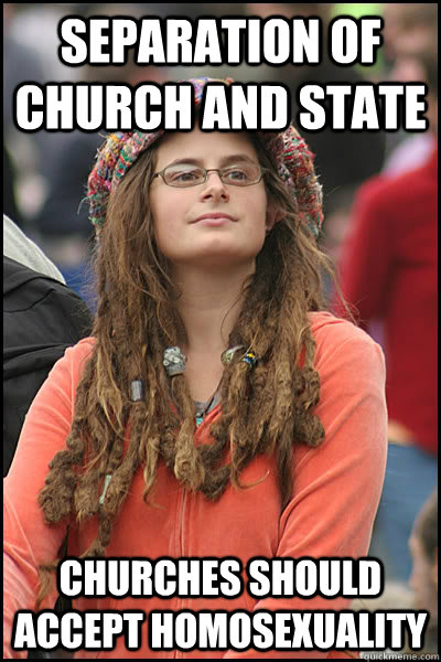 separation of church and state Churches should accept homosexuality  College Liberal