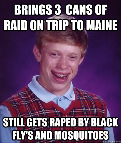 brings 3  cans of raid on trip to maine still gets raped by black fly's and mosquitoes   Bad Luck Brian