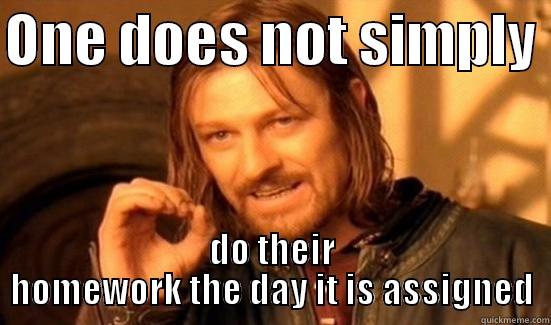 stupid assignments - ONE DOES NOT SIMPLY  DO THEIR HOMEWORK THE DAY IT IS ASSIGNED Boromir