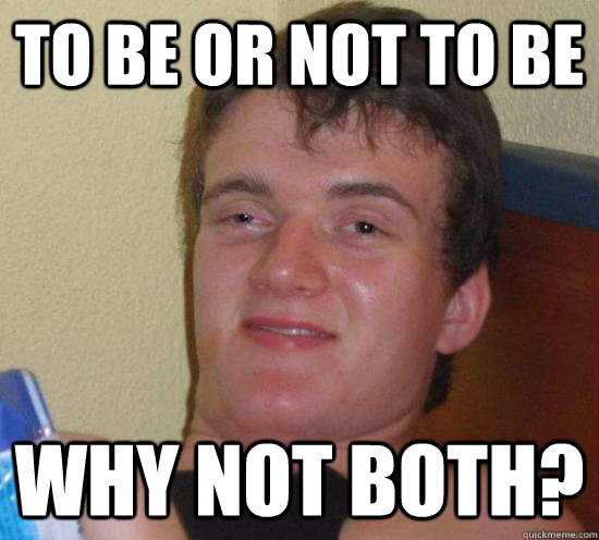 TO BE OR NOT TO BE WHY NOT BOTH?  Really High Guy