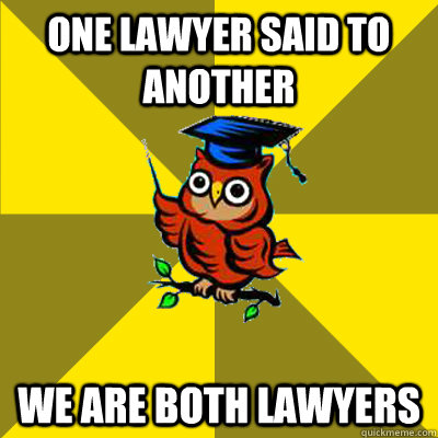 One lawyer said to another We are both lawyers - One lawyer said to another We are both lawyers  Observational Owl