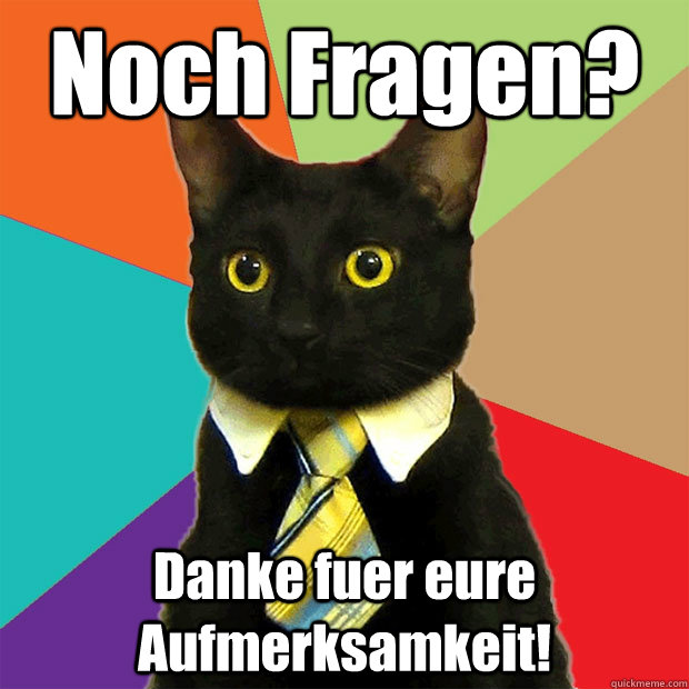 Noch Fragen? Danke fuer eure Aufmerksamkeit!  Business Cat