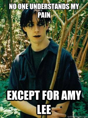 No one understands my pain Except for Amy Lee  Sad Goth Kid