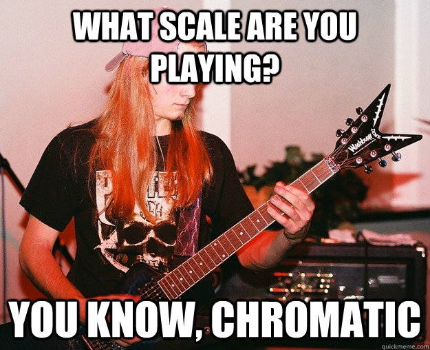 what scale are you playing?  you know, chromatic  Annoying Metal Kid