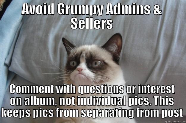 AVOID GRUMPY ADMINS & SELLERS COMMENT WITH QUESTIONS OR INTEREST ON ALBUM, NOT INDIVIDUAL PICS. THIS KEEPS PICS FROM SEPARATING FROM POST Grumpy Cat