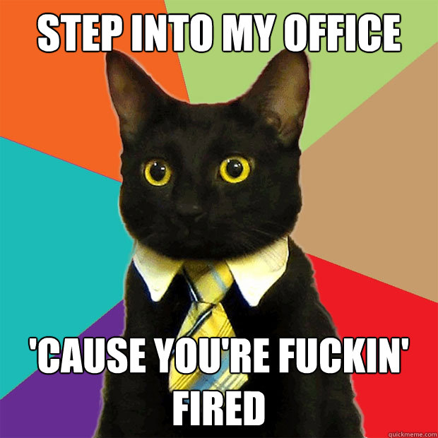 STEP INTO MY OFFICE 'CAUSE YOU'RE FUCKIN' FIRED  Business Cat