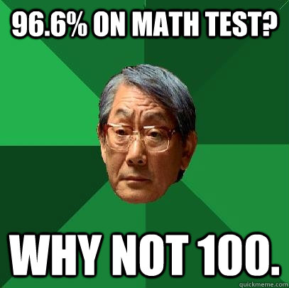 96.6% on math test? Why not 100. - 96.6% on math test? Why not 100.  High Expectations Asian Father