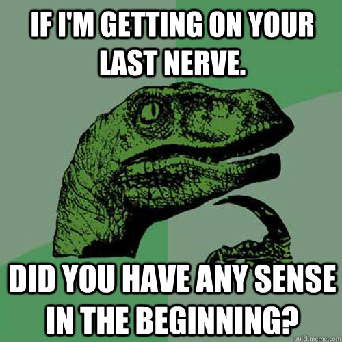 If i'm getting on your last nerve. Did you have any sense in the beginning? - If i'm getting on your last nerve. Did you have any sense in the beginning?  Misc