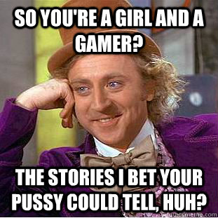 SO YOU'RE A GIRL AND A GAMER? THE STORIES I BET YOUR PUSSY COULD TELL, HUH? - SO YOU'RE A GIRL AND A GAMER? THE STORIES I BET YOUR PUSSY COULD TELL, HUH?  Condescending Wonka