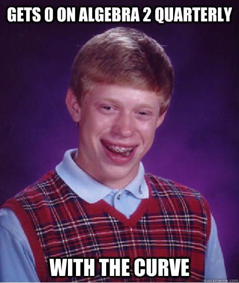 Gets 0 on Algebra 2 Quarterly  With the curve  Bad Luck Brian