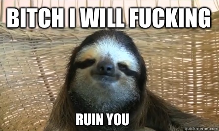 BITCH I WILL FUCKING ruin you - BITCH I WILL FUCKING ruin you  Chill sloth