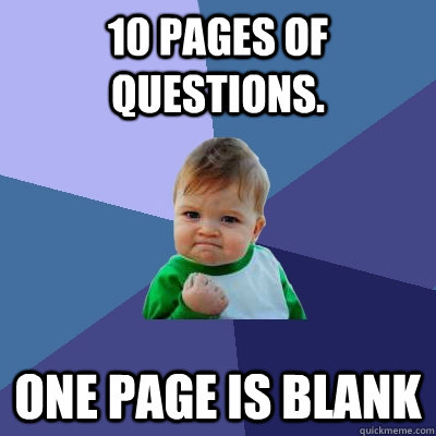 10 pages of questions. One page is blank  Success Kid