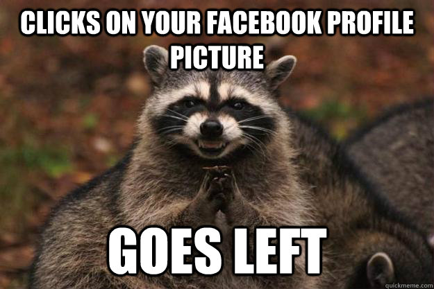 Clicks on your Facebook profile picture Goes Left - Clicks on your Facebook profile picture Goes Left  Evil Plotting Raccoon