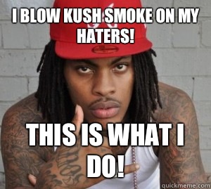 I blow kush smoke on my haters! This is what I do!  