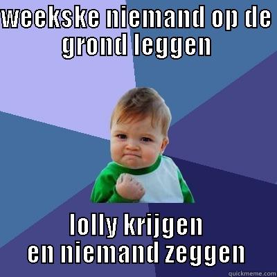 WEEKSKE NIEMAND OP DE GROND LEGGEN LOLLY KRIJGEN EN NIEMAND ZEGGEN Success Kid