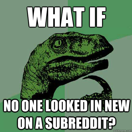 what if no one looked in new on a subreddit? - what if no one looked in new on a subreddit?  Philosoraptor