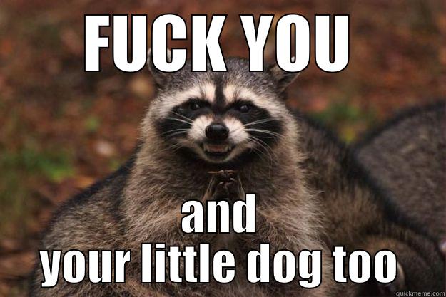 FUCK YOU AND YOUR LITTLE DOG TOO Evil Plotting Raccoon