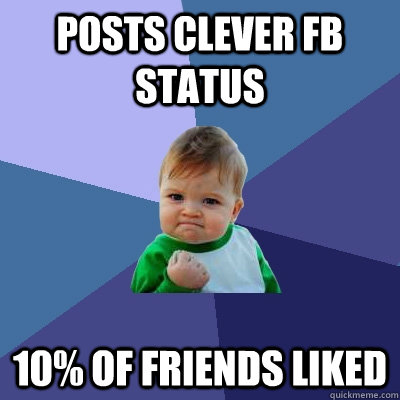 posts clever fb status 10% of friends liked  Success Kid