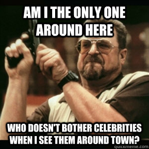 Am i the only one around here who doesn't bother celebrities when I see them around town? - Am i the only one around here who doesn't bother celebrities when I see them around town?  Am I The Only One Round Here