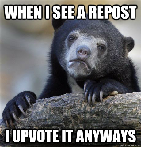 When i see a repost i upvote it anyways  Confession Bear