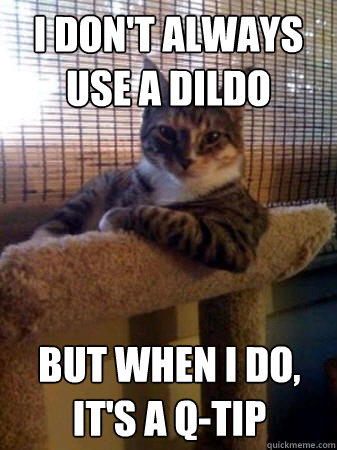 I don't always use a dildo but when I do, It's a q-tip  The Most Interesting Cat in the World