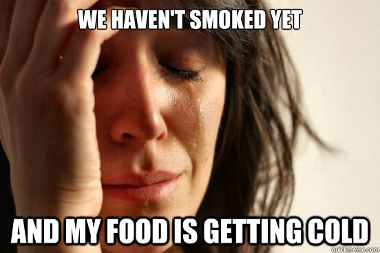 We haven't smoked yet and my food is getting cold - We haven't smoked yet and my food is getting cold  First World Problems