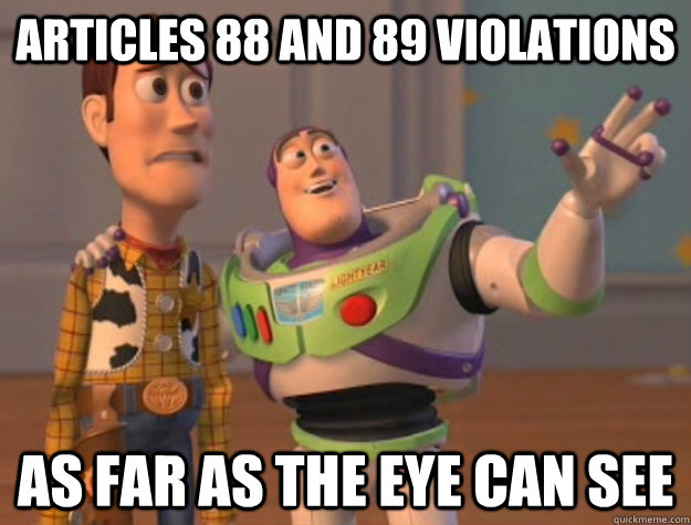 Articles 88 and 89 violations As far as the eye can see  Buzz Lightyear