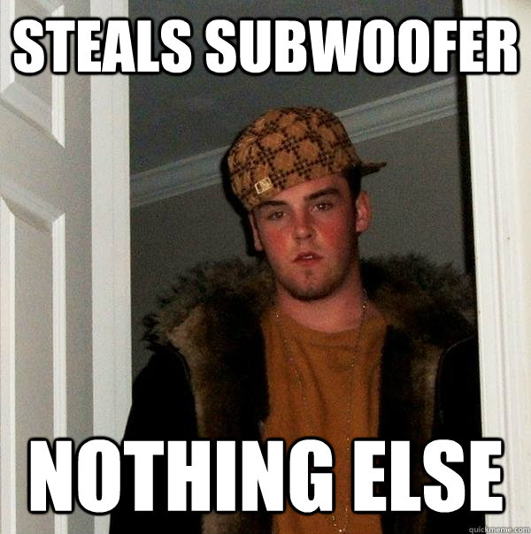 Steals Subwoofer nothing else  Scumbag Steve