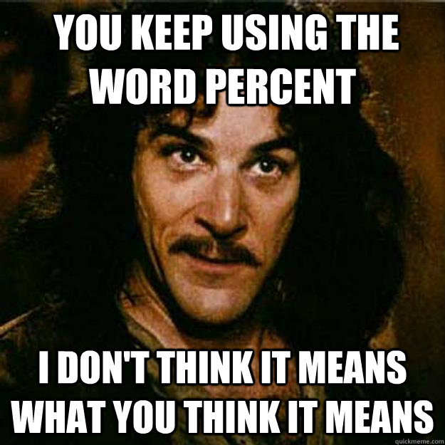  You keep using the word percent I don't think it means what you think it means  Inigo Montoya