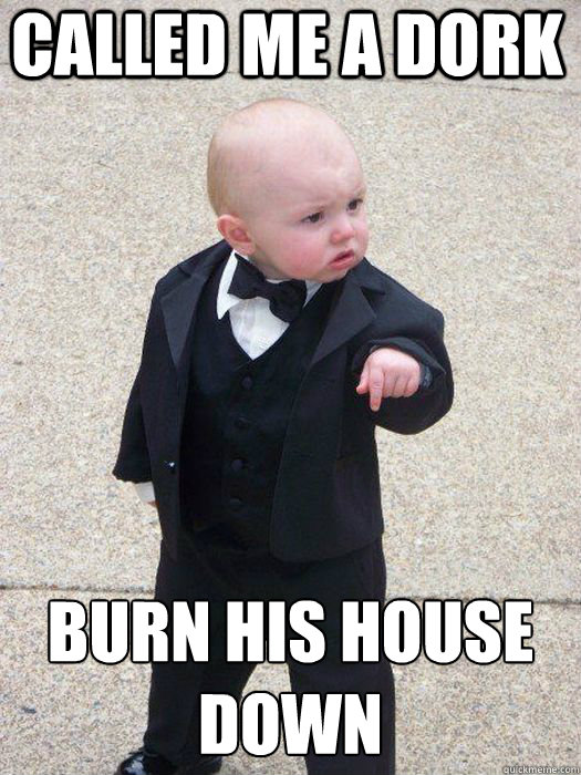 called me a dork Burn his house down  - called me a dork Burn his house down   Baby Godfather