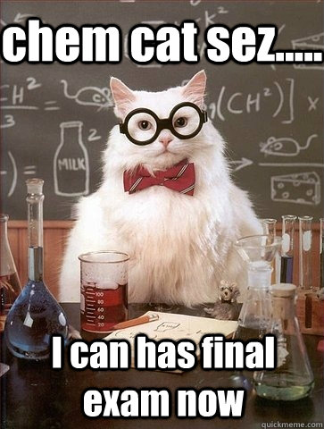 chem cat sez..... I can has final exam now  Chemistry Cat