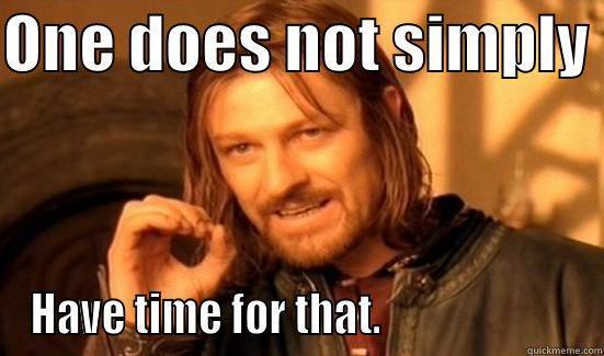 One does not simply have time for that - ONE DOES NOT SIMPLY  HAVE TIME FOR THAT.                       Boromir