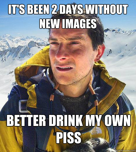 It's been 2 days without new images Better drink my own piss  Bear Grylls