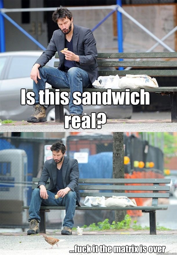 Is this sandwich real? ...fuck it the matrix is over  Sad Keanu