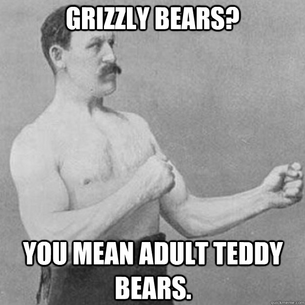 Grizzly Bears? You mean adult teddy bears.  overly manly man